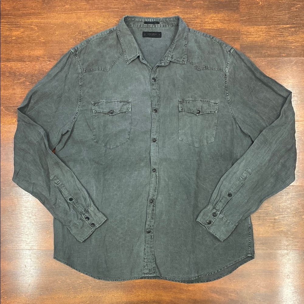Men's Black Lucky Brand Linen Western Shirt